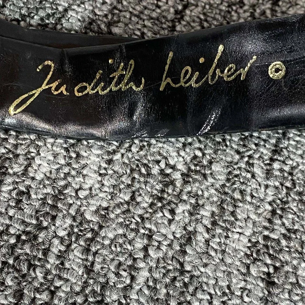 Judith Leiber Crocodile Belt Womens Large Black Gold Ornate Eagle Buckle Vintage